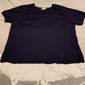 NWOT - Navy short sleeved cross-back LOFT PLUS top